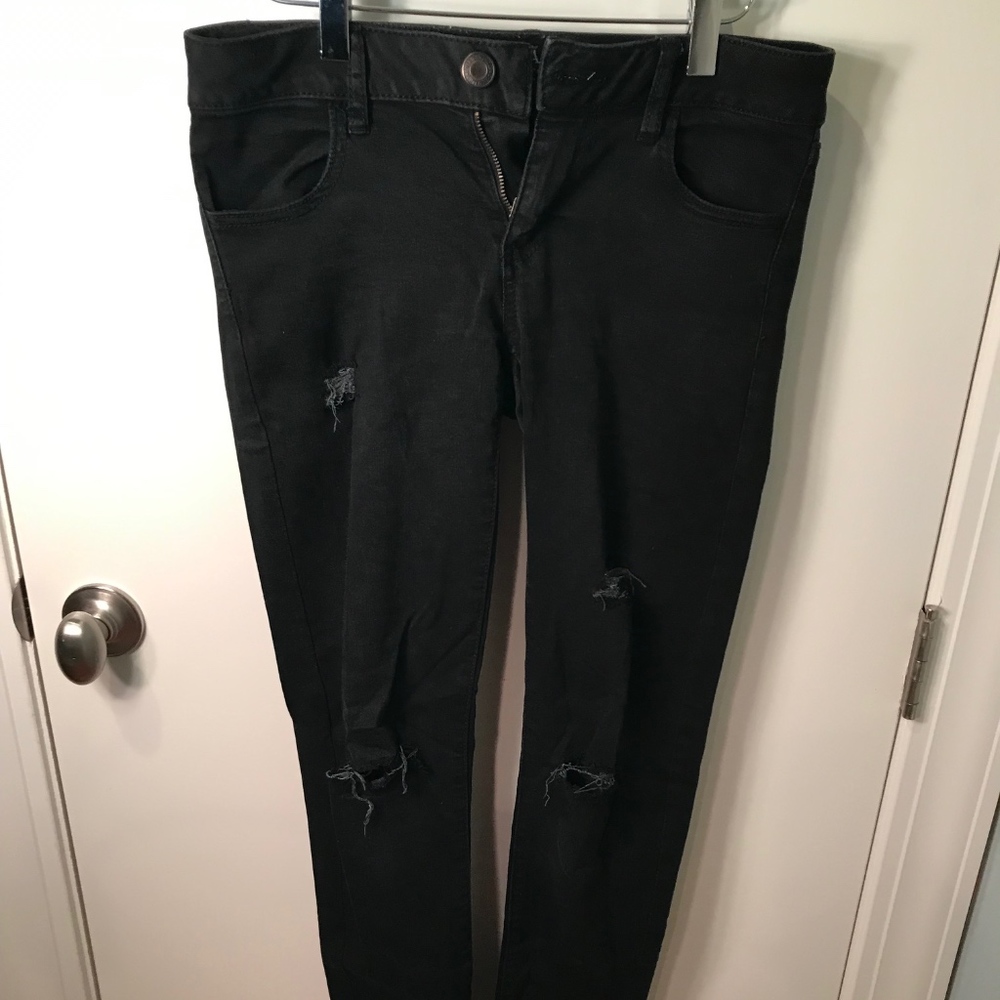 Black Distressed Jeggings